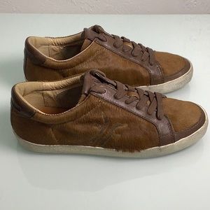 Frye branded Dylan Calf hair leather lace up low tops sneakers size 8 EUC